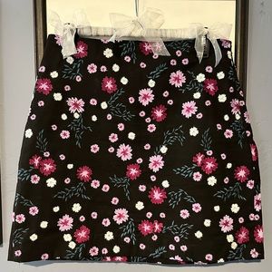 LOFT by Ann Taylor Black Floral Embroidered Skirt